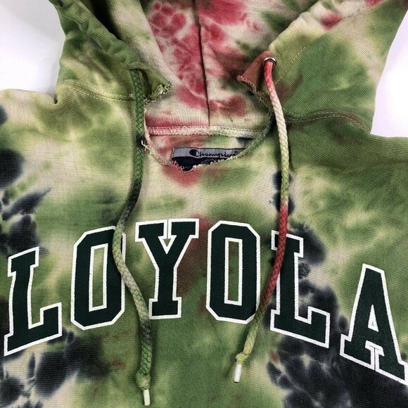 Champion Reverse Weave Loyola Tie Dye Hooded Sweatshirt Small OOAK - Picture 3 of 10